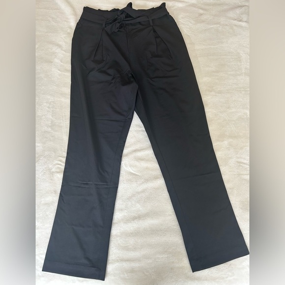 Pants - High Waisted Tie Up Black Pants